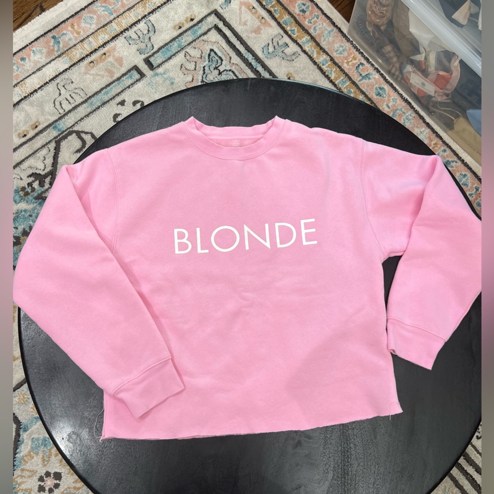 👚👱‍♀️Brunette the Label👱‍♀️👚Pink BLONDE Crop Sweatshirt Size M/L